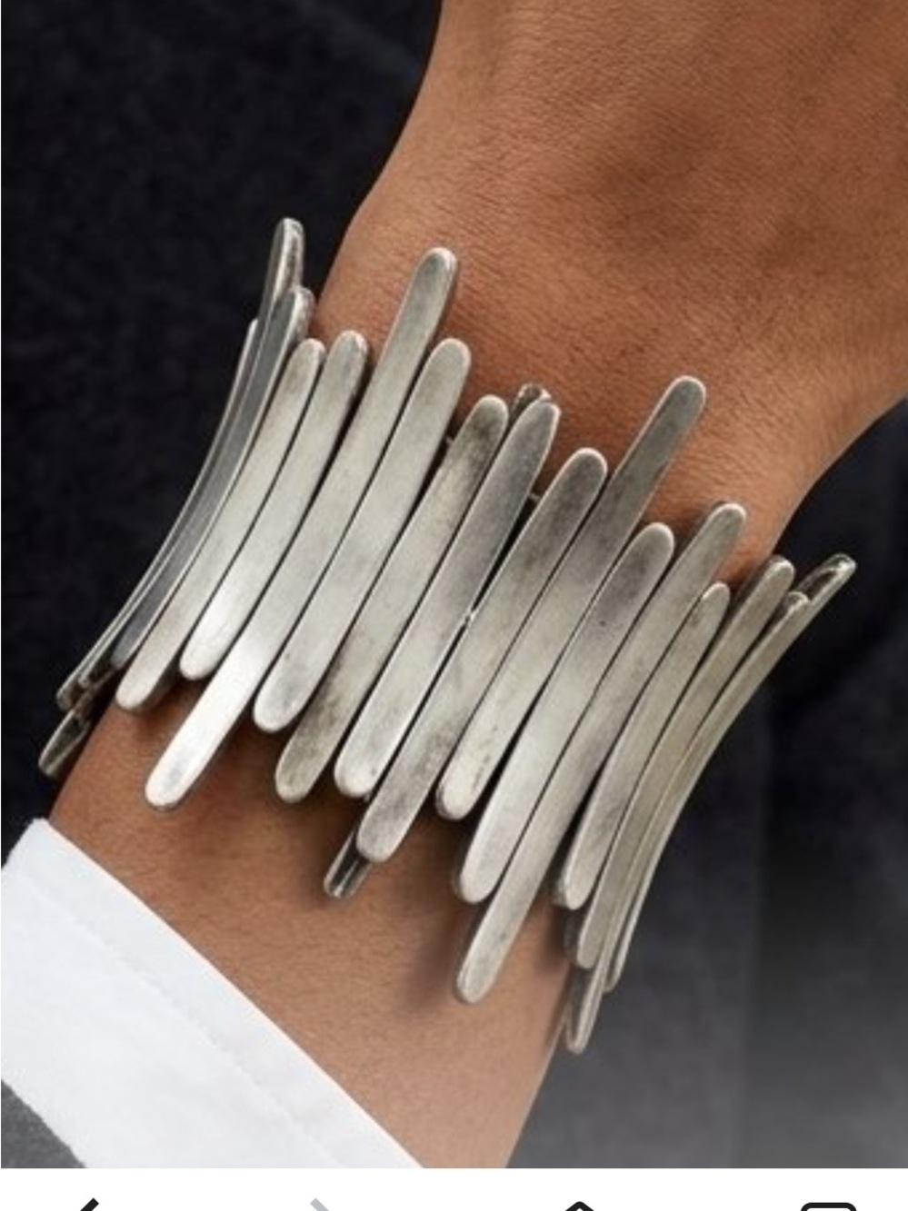 Vintage Y2K Silver Tone Cuff Stretch Bracelet Boho